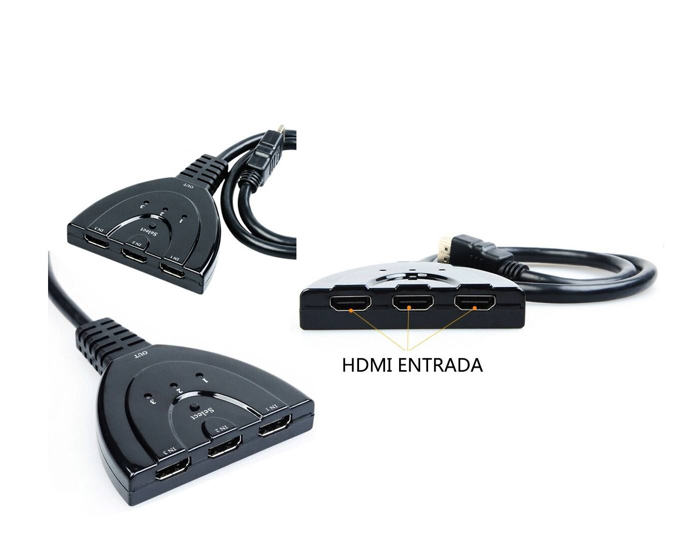 Switch Hdmi 3x1 Automatico Cable Pigtail